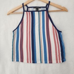 Halter tank top multi-colored waning stripes M